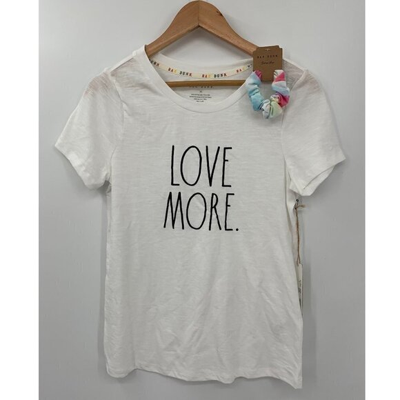 NWT Rae Dunn LOVE MORE T-Shirt Short Sleeve White - Picture 1 of 6